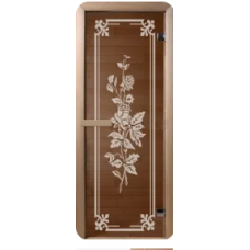 Дверь DoorWood Розы (бронза) 190*70 6мм 2 петли (коробка хвоя)